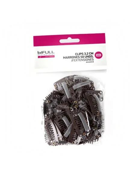 Bifull - Clips Extensiones 3.2 cm Marrones 50 Unidades