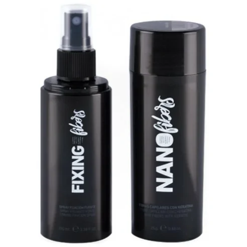 Bifull - Nano Fibras Capilares con Spray de Fijación Fuerte Color Negro 100 ml + 25 g
