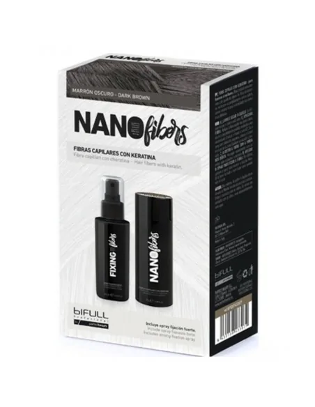 Bifull - Nano Fibras Capilares con Spray de Fijación Fuerte Color Marrón Oscuro 100 ml + 25 g