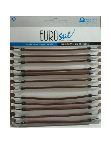Eurostil - 00637 - Cartón 12 gomas c/gancho marrón