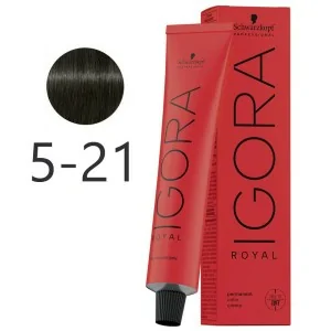 Schwarzkopf - Corante Permanente Igora Royal 5-21 Leve Castanha Fumaça Cinzas 60 ml