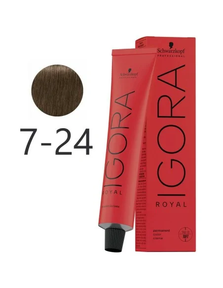 Schwarzkopf - Corante Permanente Igora Royal 7-24 Loira Média Fumaça Bege 60 ml