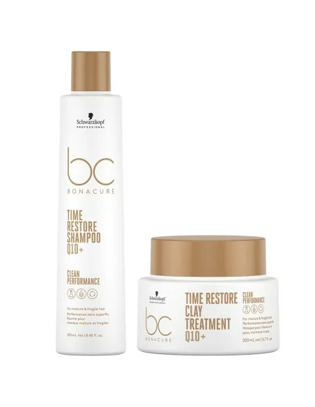 Schwarzkopf - Pack BC Bonacure Clean Time Restore Q10+ Champú 250 ml + Tratamiento de Arcilla 200 ml