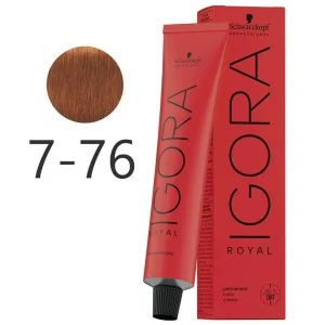 Schwarzkopf - Permanent Dye Igora Royal 7-76 Halb Blonde Kupfer Braun 60 ml