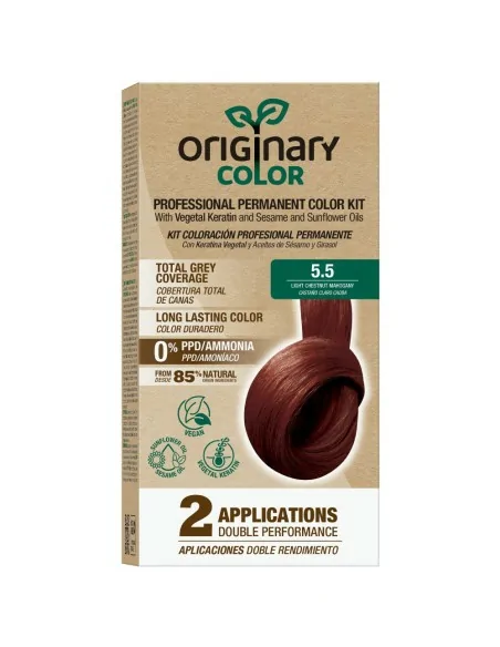 Originary Color - Kit de Coloración Profesional Permanente Color 5-5 Castaño Claro Caoba - 1 Unidad