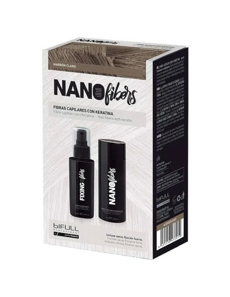 Bifull - Nano Fibras Capilares con Spray de Fijación Fuerte Color Marrón Claro 100 ml + 25 g - BFEXT43307