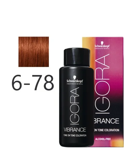 Schwarzkopf - Tonalizador Igora Vibrance 6-78 Rubio Oscuro Cobrizo Rojo 60 ml