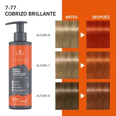 Schwarzkopf - Chroma ID Mascarilla Bonding De Color Cobrizo Brillante 7-77 - 300 ml