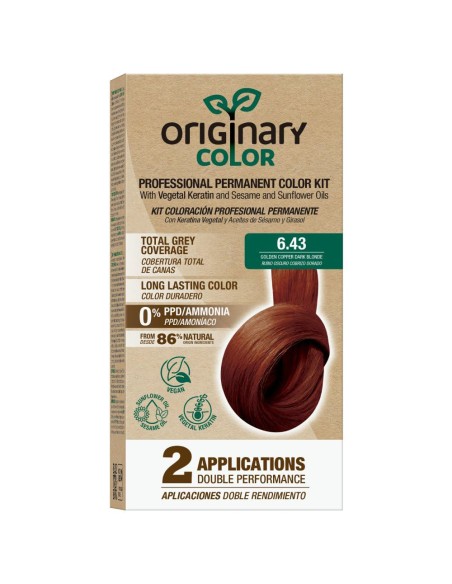 Originary Color - Professional Permanent Color Kit 6-43 Golden Copper Dark Blonde