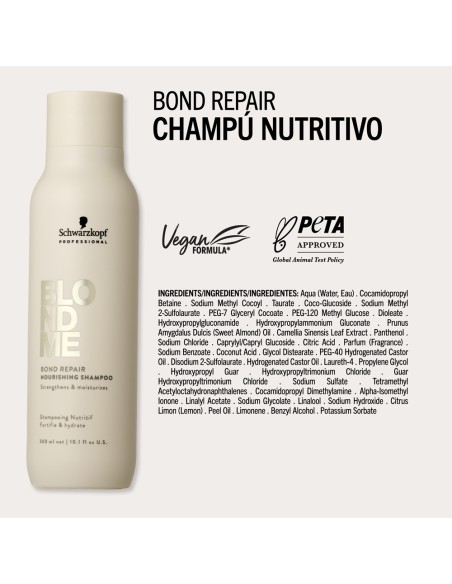 Schwarzkopf - Champú Nutritivo BlondMe Bond Repair Nourishing 300 ml