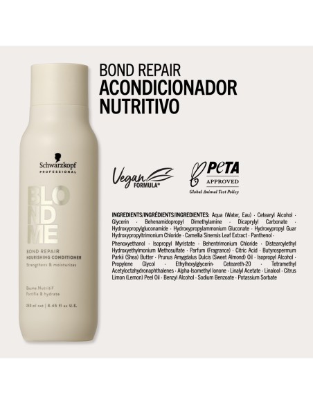 Schwarzkopf - Acondicionador Nutritivo BlondMe Bond Repair Nourishing 250 ml