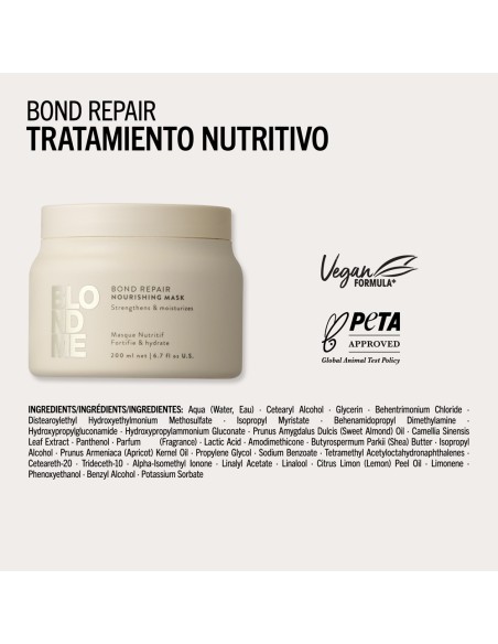 Schwarzkopf - Tratamiento Nutritivo BlondMe Bond Repair Nourishing Mask 200 ml