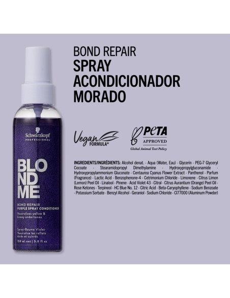 Schwarzkopf - Spray Acondicionador Morado BlondMe Bond Repair Purple 150 ml