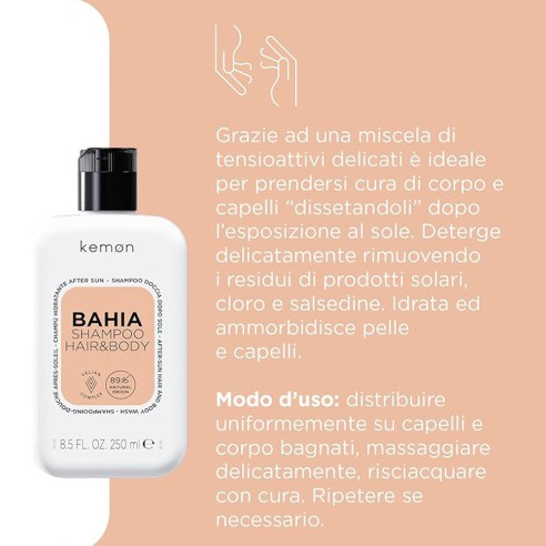 Kemon - Champú Hidratante After Sun Bahia Hair & Body 250 ml