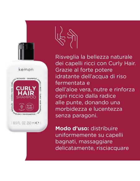 Kemon - Champú para Cabellos Rizados Hair Care Curly Hair 250 ml
