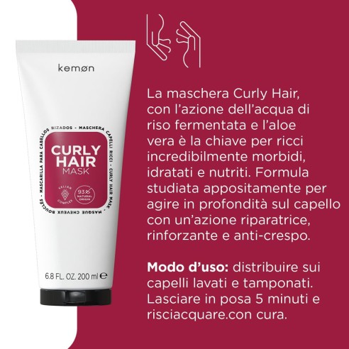 Kemon - Mascarilla para Cabellos Rizados Hair Care Curly Hair 200 ml