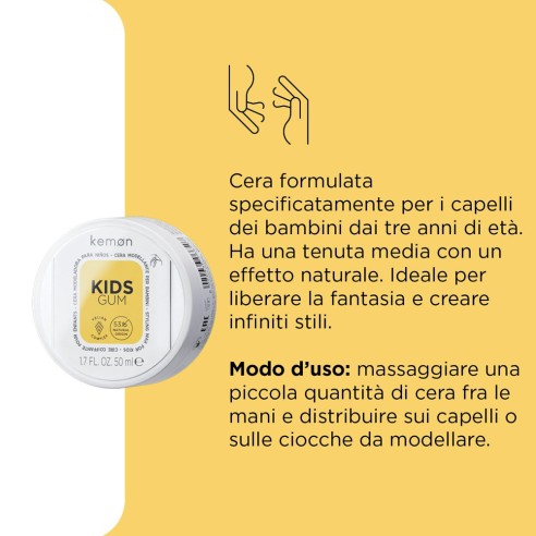 Kemon - Hair Care Kids Gum Cire Coiffante pour Enfants 50 ml