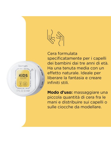 Kemon - Cera Modeladora para Niños Hair Care Kids Gum 50 ml