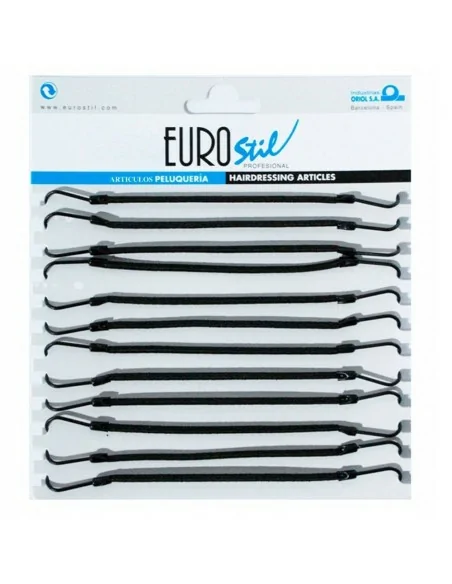Eurostil - 00858 - Cartón 12 gomas c/gancho negro